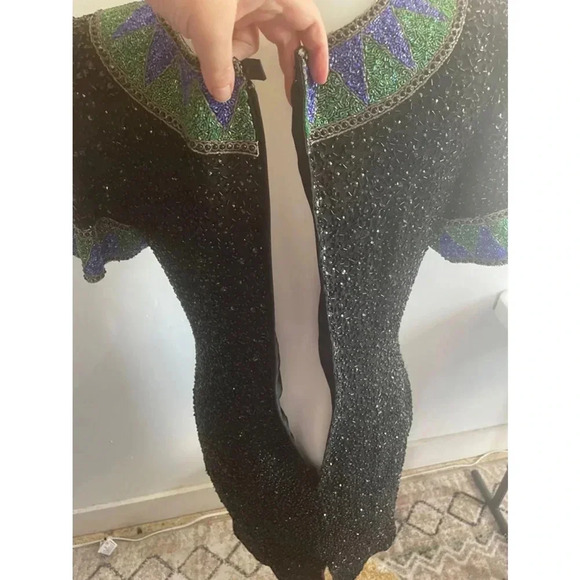 Vintage 80’s Niteline by Della Roufogali Beaded Sequin Black Cocktail Dress 0170 - Picture 10 of 16